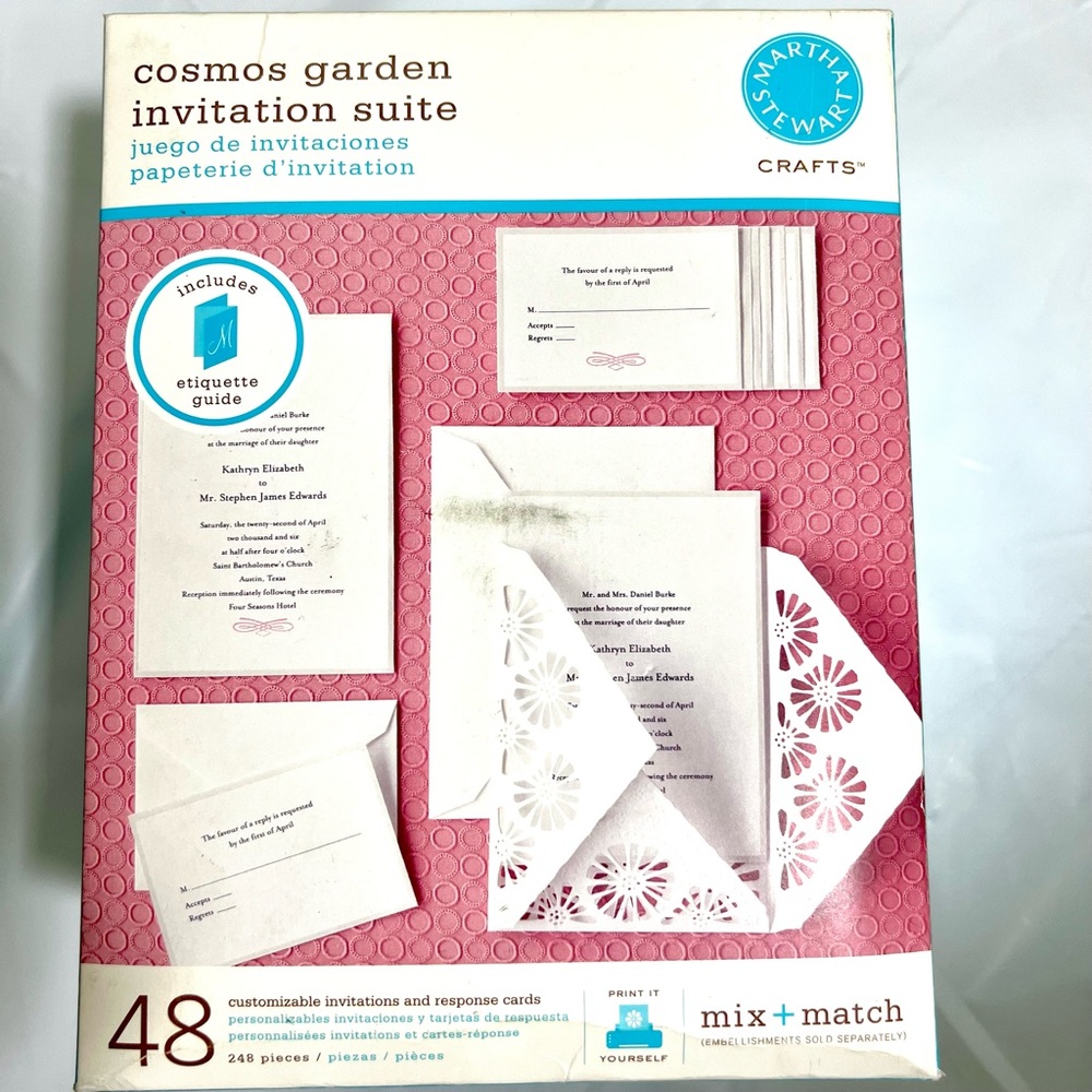Martha Stewart Printable Invitation Suite Cosmos Garden 48 Count